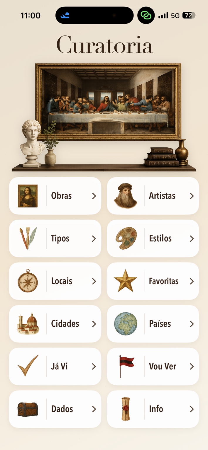 Curatoria app home screen